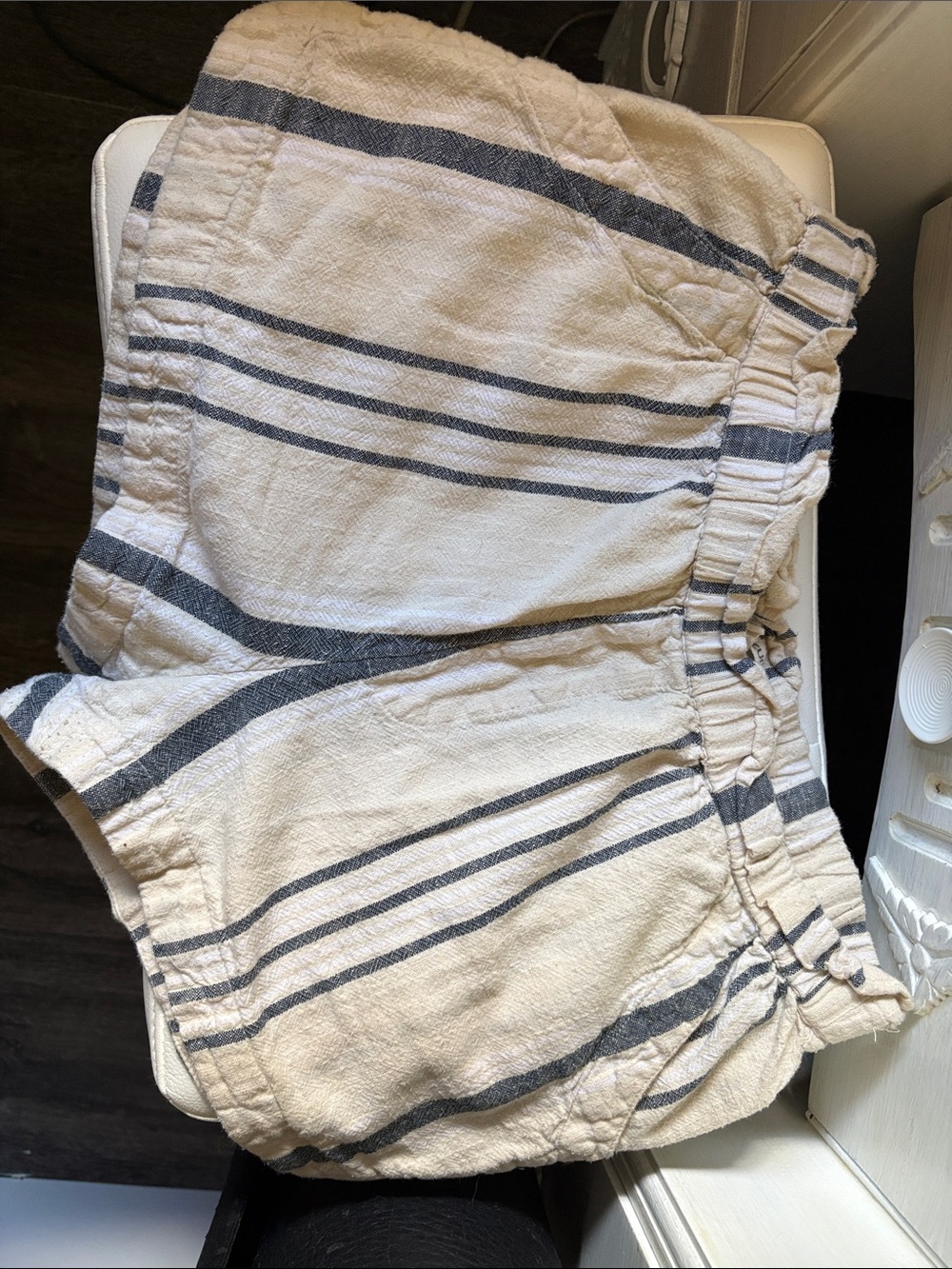 Rip Curl Cream & Navy Striped Casual Shorts